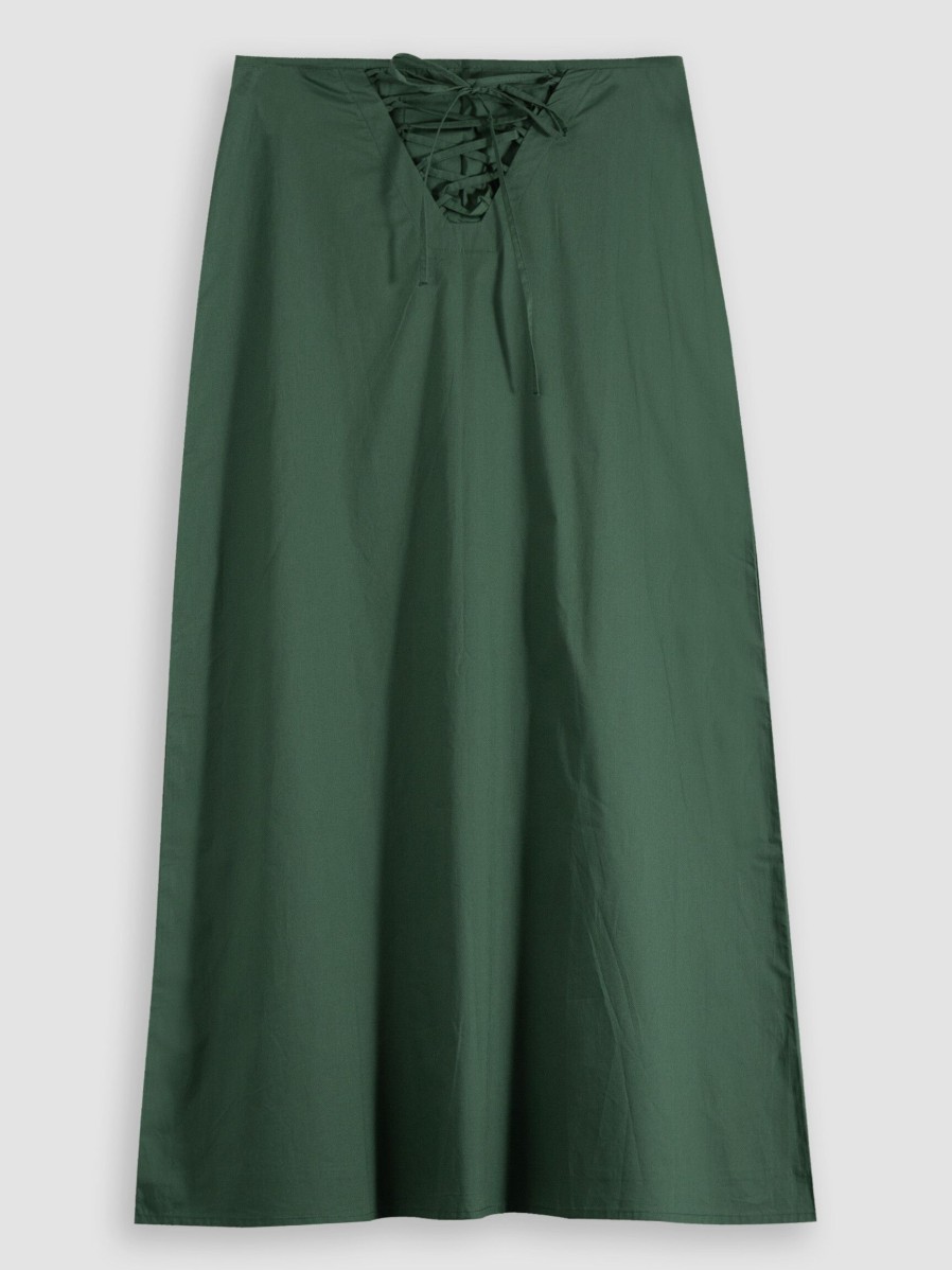 Women Sea Me Happy Skirts | Beatrice, Cotton Poplin Skirt Dark Green