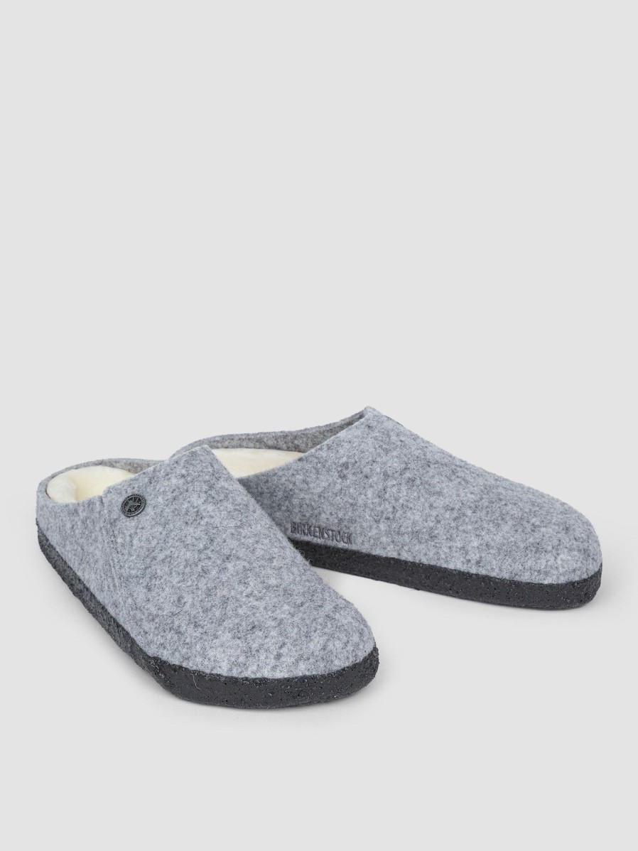 Women Birkenstock Ballet Flats And Loafers | Zermatt Shearling, Wool Mix Slippers Light Grey