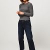 Women Samsoe Samsoe Tops And Blouses | Alexa, Organic Cotton Melange Rib Longsleeve Grey