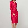 Women Samsoe Samsoe Dresses And Tunics | Ivana, Woven Shiny Dress With Structure Bright Pink