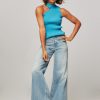 Women Co'Couture Tops And Blouses | Badu, Viscose Mix Rib Knitted Lurex Tanktop Turquoise