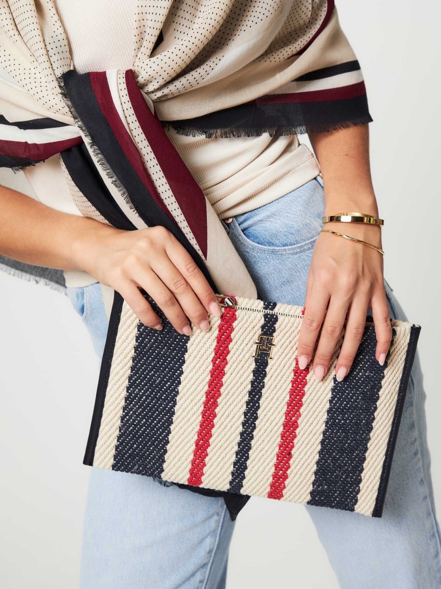 Women Tommy Hilfiger Bags | Cotton Clutch Ecru