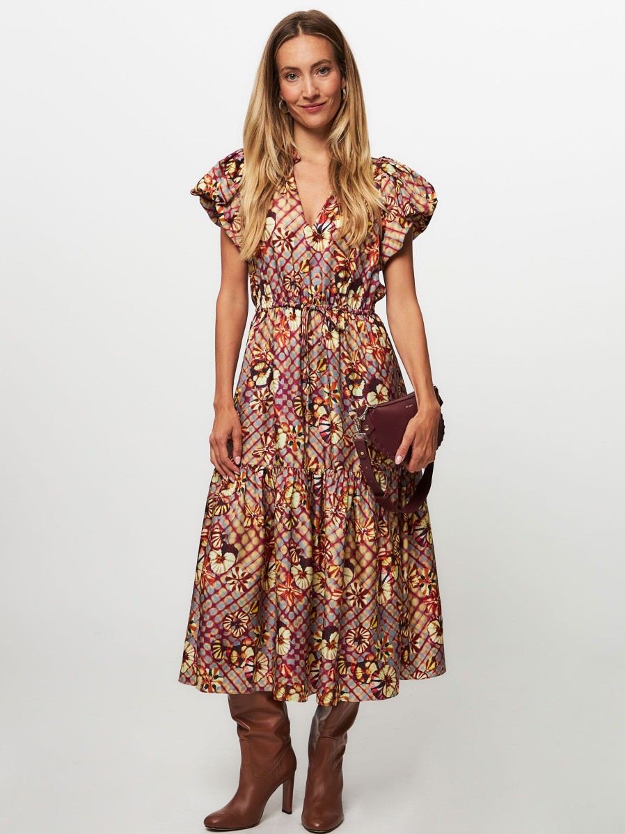 Women Ulla Johnson Dresses And Tunics | Scarlett, Silk Dress With Print Lilac