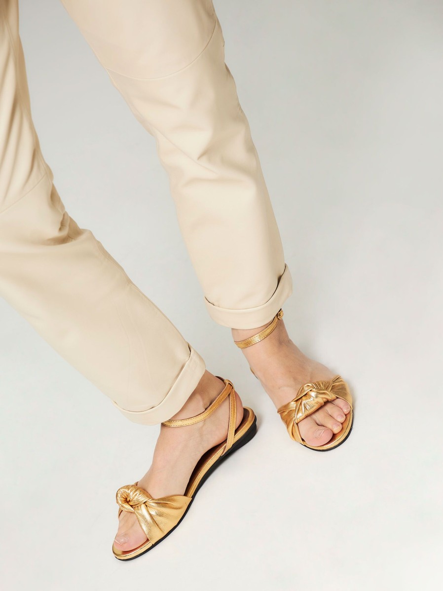 Women Anonymous Copenhagen Sandals | Aliza, Leather Metallic Sandals Gold Colour