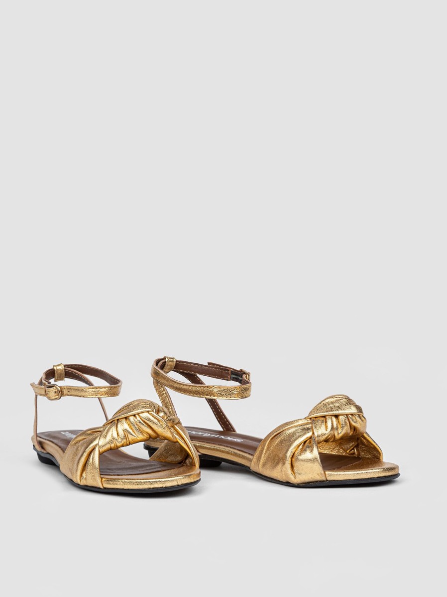 Women Anonymous Copenhagen Sandals | Aliza, Leather Metallic Sandals Gold Colour