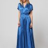 Women Semicouture Dresses And Tunics | Silk Mix Maxi Dress Blue