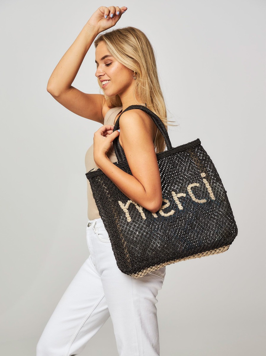 Women The Jacksons Bags | Merci, Handmade Jute Shopper Black