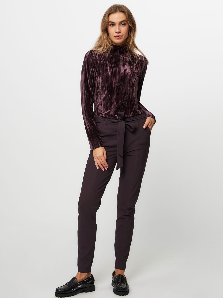 Women Studio Anneloes Pants And Jumpsuits | Katlyn, Bonded Travel Jersey Trousers Aubergine