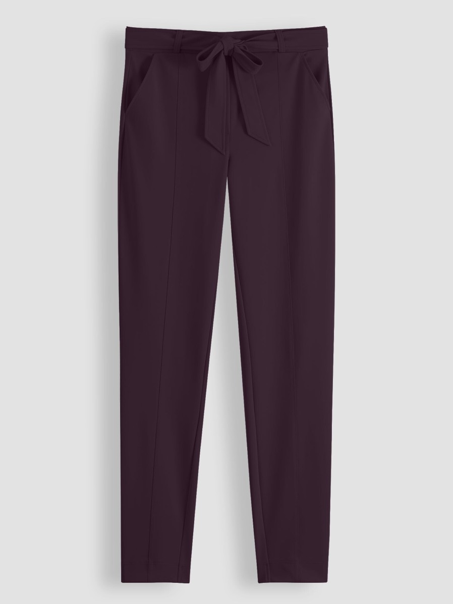 Women Studio Anneloes Pants And Jumpsuits | Katlyn, Bonded Travel Jersey Trousers Aubergine