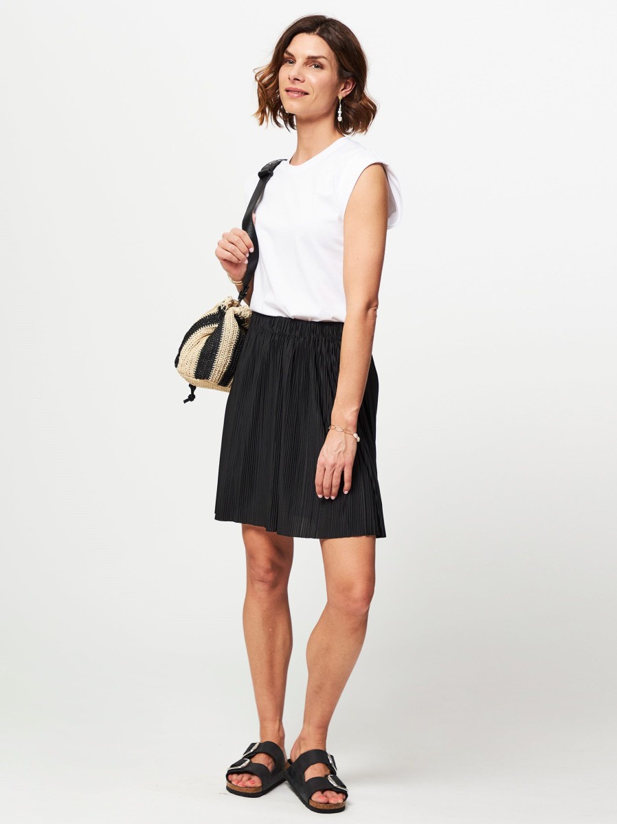 Women Samsoe Samsoe Skirts | Uma, Elastisch Plisse Skirt Black