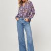 Women forte_forte Tops And Blouses | Silk Mix Top With Print Blue