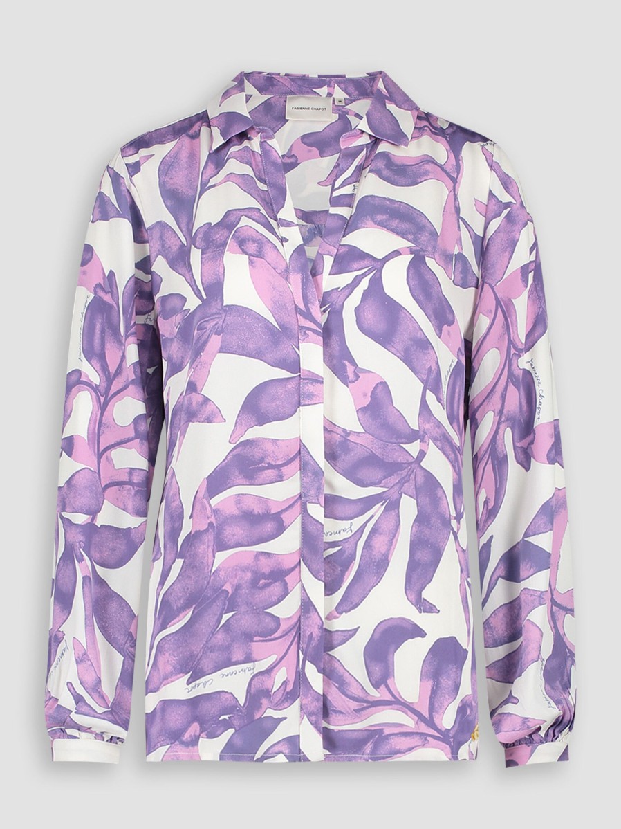 Women Fabienne Chapot Tops And Blouses | Liv, Viscose Blouse With Print Purple