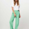 Women Modstrom Pants And Jumpsuits | Anker, Rayon Mix Wide Leg Trousers Green