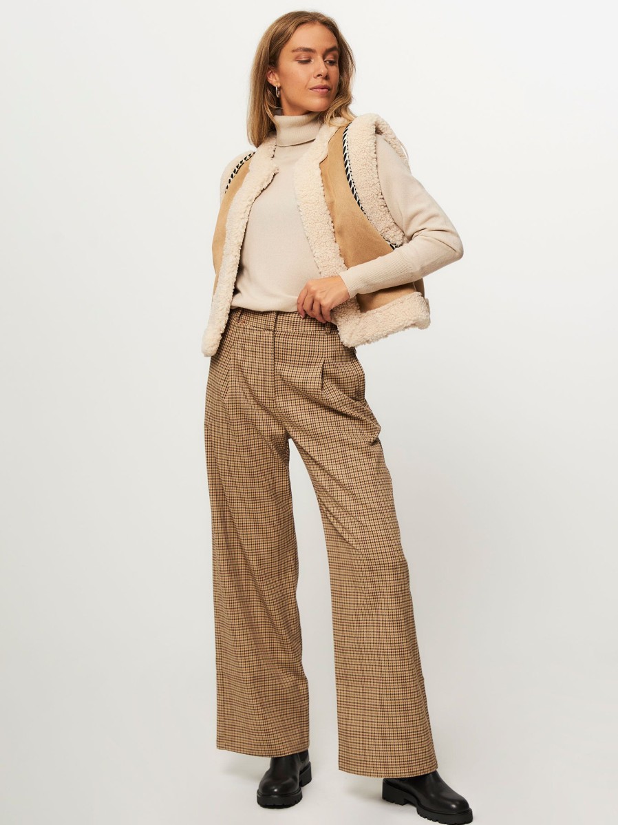 Women Suncoo Pants And Jumpsuits | Jonas, Viscose Mix Trousers With Pattern Camel