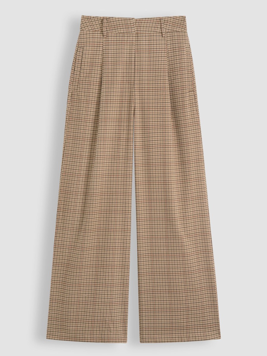 Women Suncoo Pants And Jumpsuits | Jonas, Viscose Mix Trousers With Pattern Camel