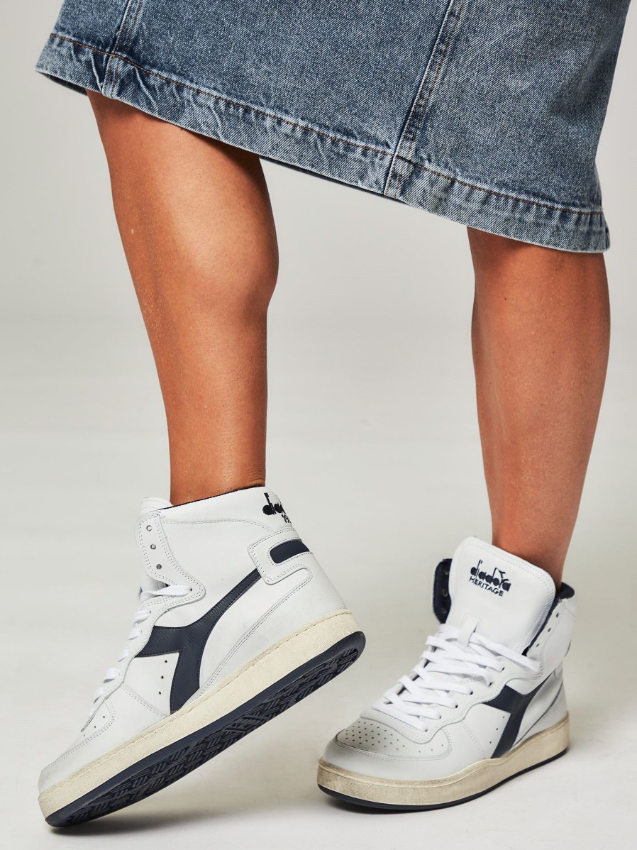 Women Diadora Sneakers | Mi Basket, Leather High Sneakers Dark Blue