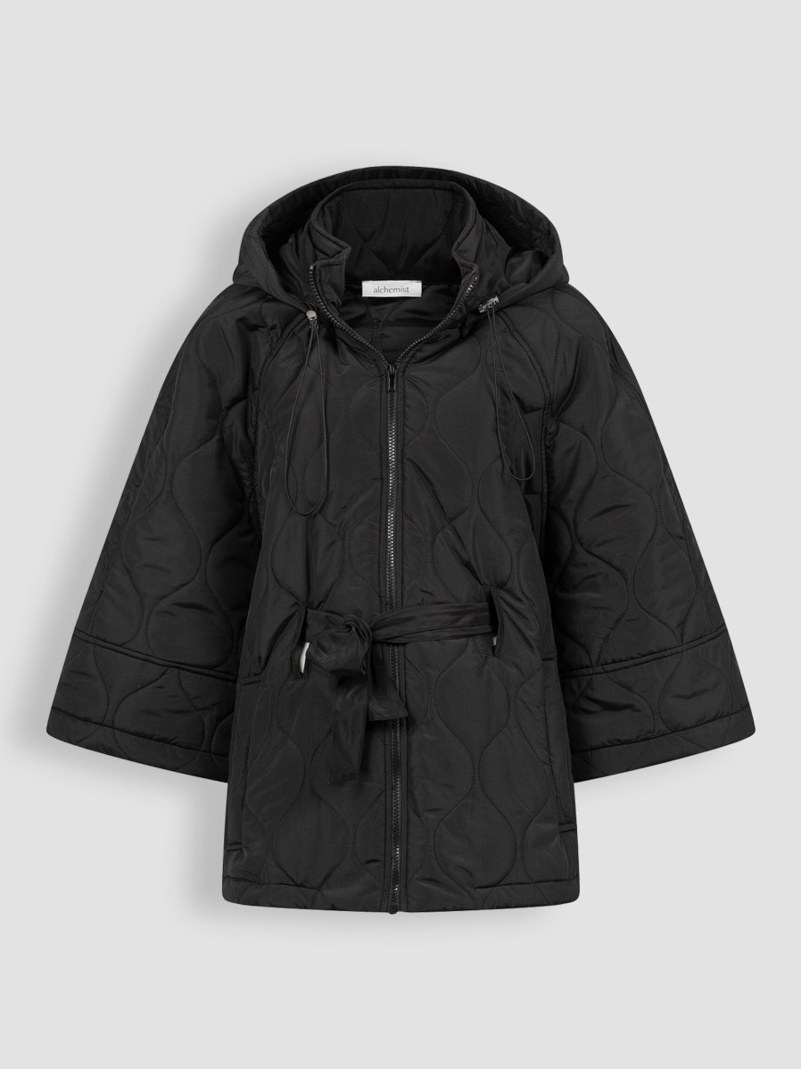 Women Alchemist Outerwear | Ella, Woven Padded Coat Black