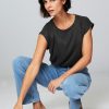 Women Yaya Tops And Blouses | Viscose/Cupro Mix Top Nearly Black