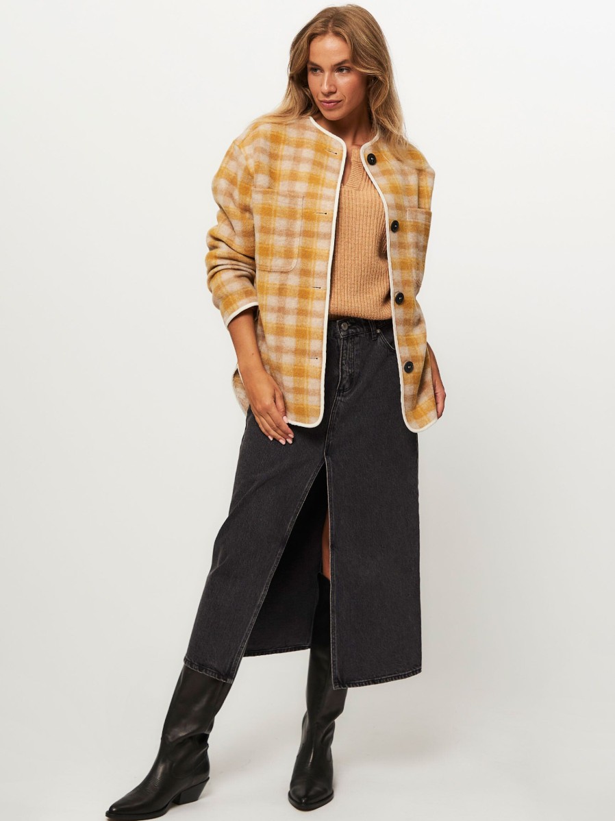 Women Ruby Tuesday Blazers And Jackets | Maylin, Wool Mix Overshirt With Pattern Yellow