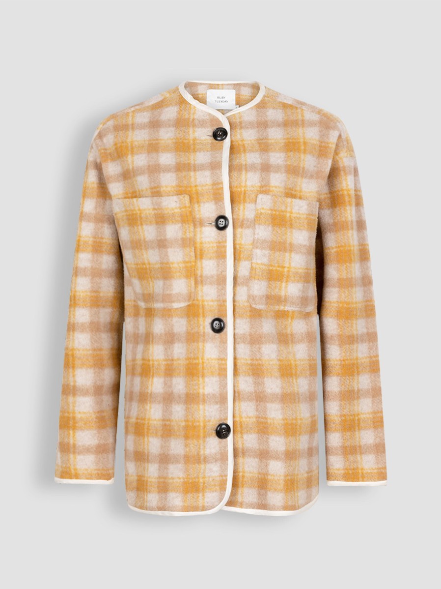 Women Ruby Tuesday Blazers And Jackets | Maylin, Wool Mix Overshirt With Pattern Yellow