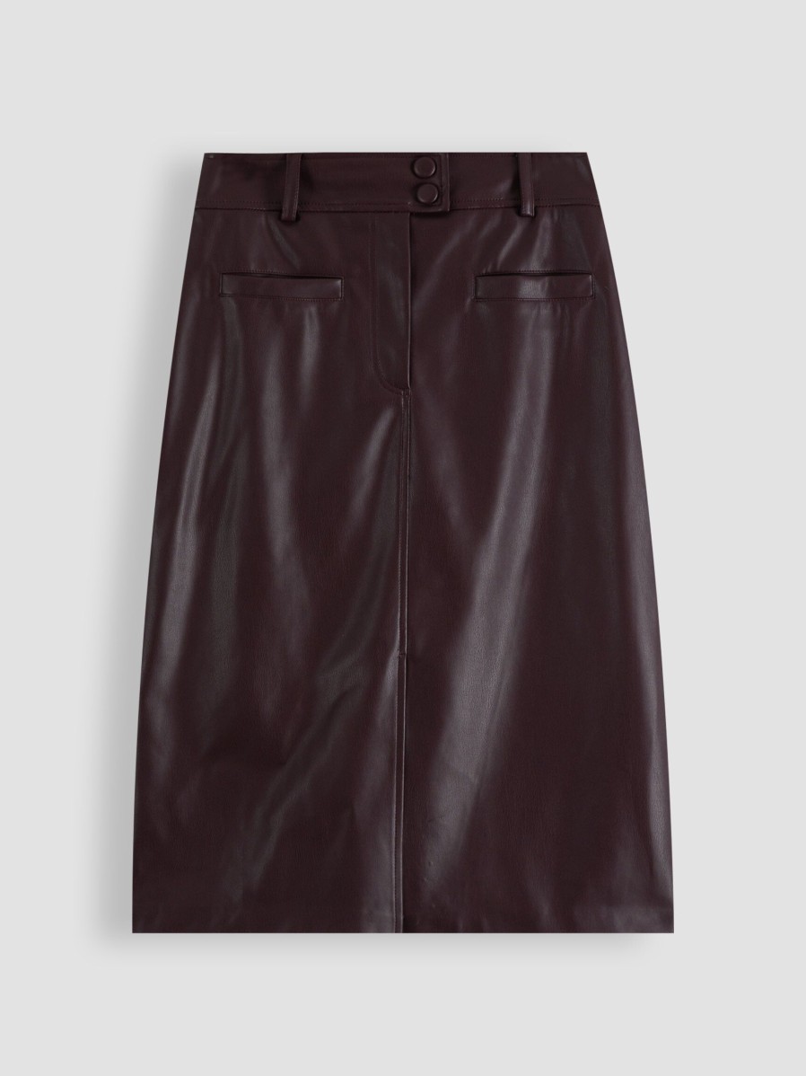 Women Suncoo Skirts | Fancy, Leather Look Skirt Bordeauxred