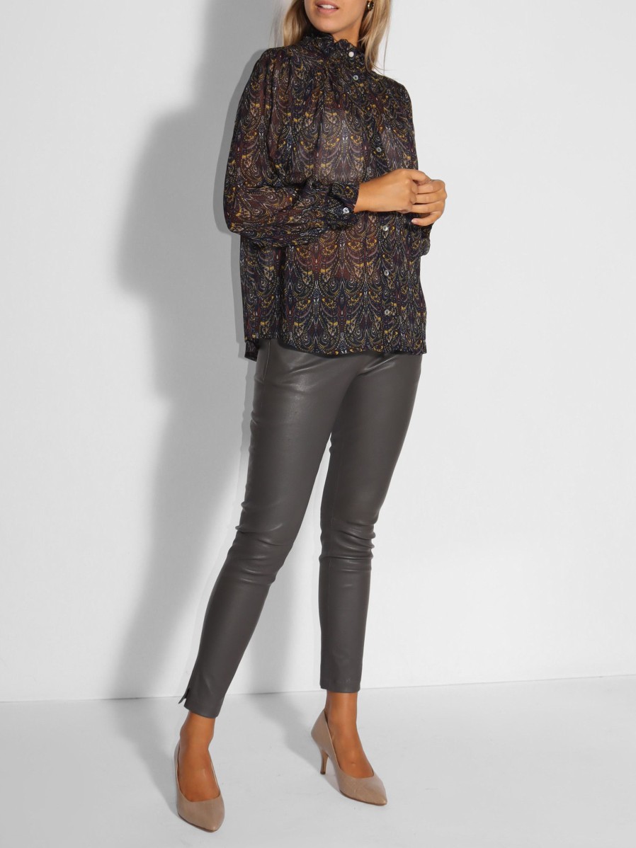 Women Summum Tops And Blouses | Viscose Blouse With Print Black