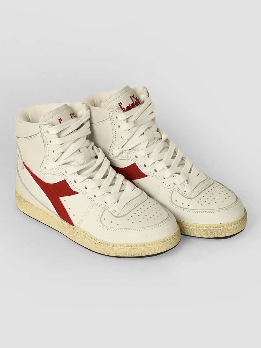 Women Diadora Sneakers | Mi Basket, Leather High Sneakers Red