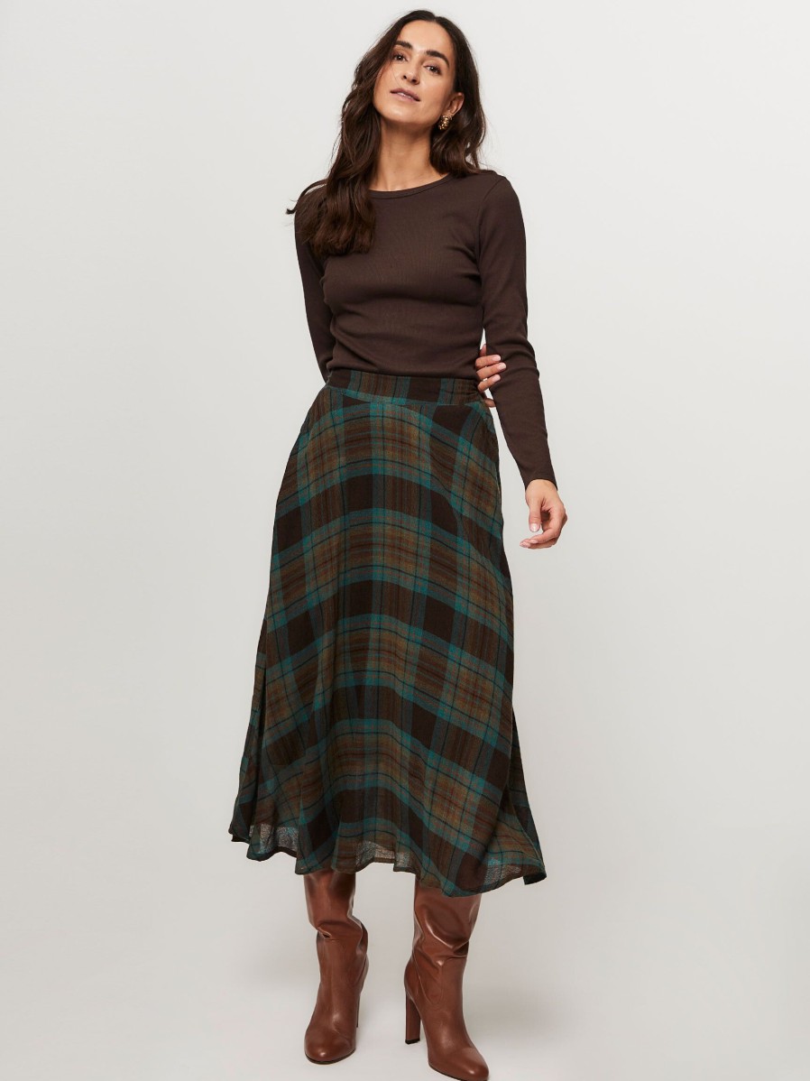 Women Louizon Skirts | Ruwi, Viscose/Wool Mix A-Line Skirt With Pattern Green/Brown