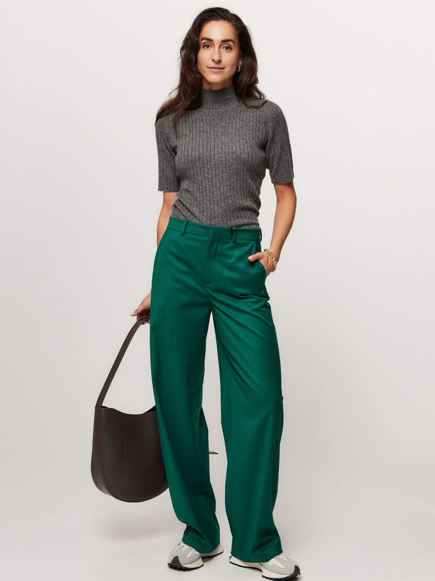 Women Drykorn Pants And Jumpsuits | Desk, Viscose Mix Wide Leg Trousers Green