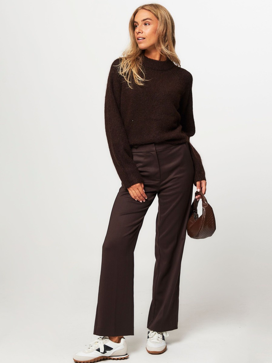 Women Second Female Pants And Jumpsuits | Kaleem, Viscose Mix Trousers Dark Brown