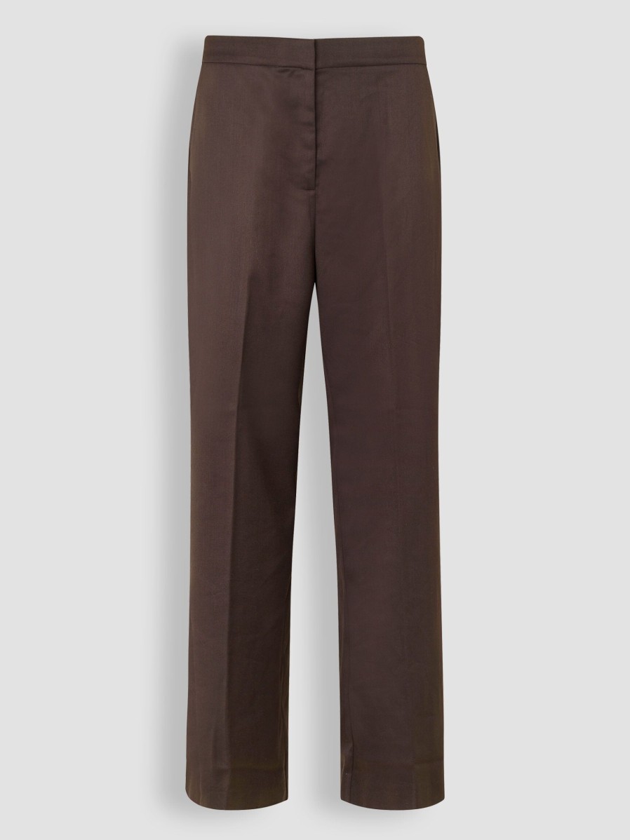 Women Second Female Pants And Jumpsuits | Kaleem, Viscose Mix Trousers Dark Brown