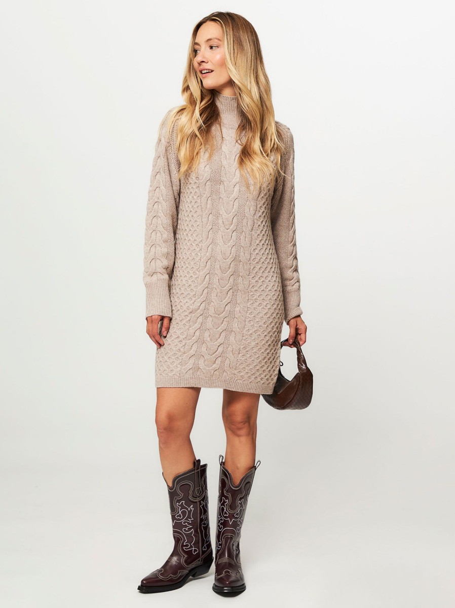 Women Suncoo Dresses And Tunics | Chona, Wool Mix Melange Dress Taupe