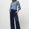 Women By Bar Pants And Jumpsuits | Benji, Viscose Shiny Trousers Dark Blue