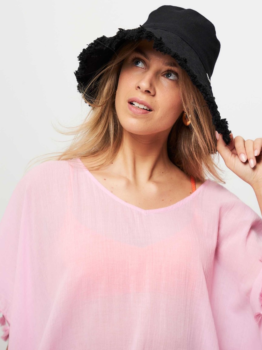 Women Seafolly Hats And Beanies | Shadylady, Fringe Bucket Hat Black