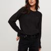 Women Tommy Hilfiger Sweaters And Cardigans | Cotton Jumper With Cable Pattern Black