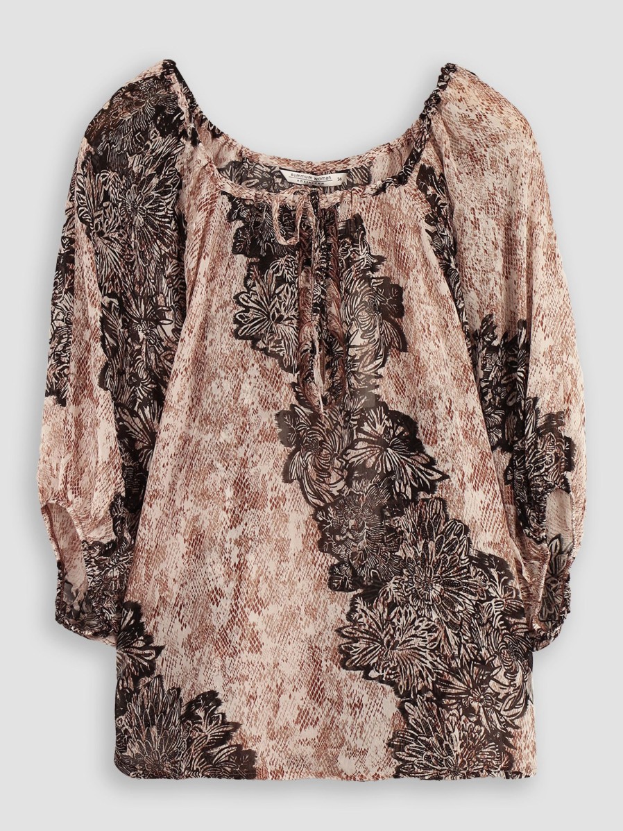 Women Summum Tops And Blouses | Viscose Top With Print Brown