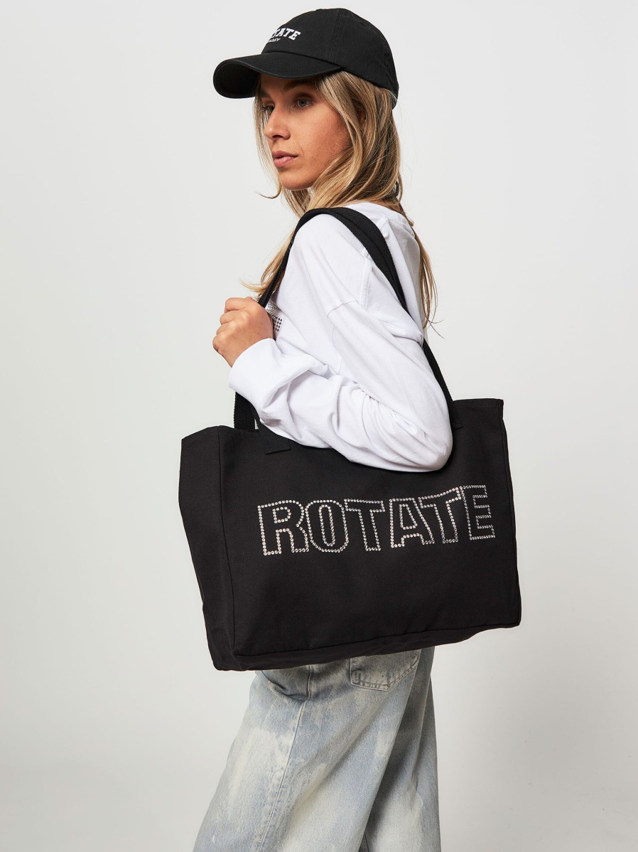 Women Rotate Birger Christensen Bags | Organic Cotton Logo Shopper Black