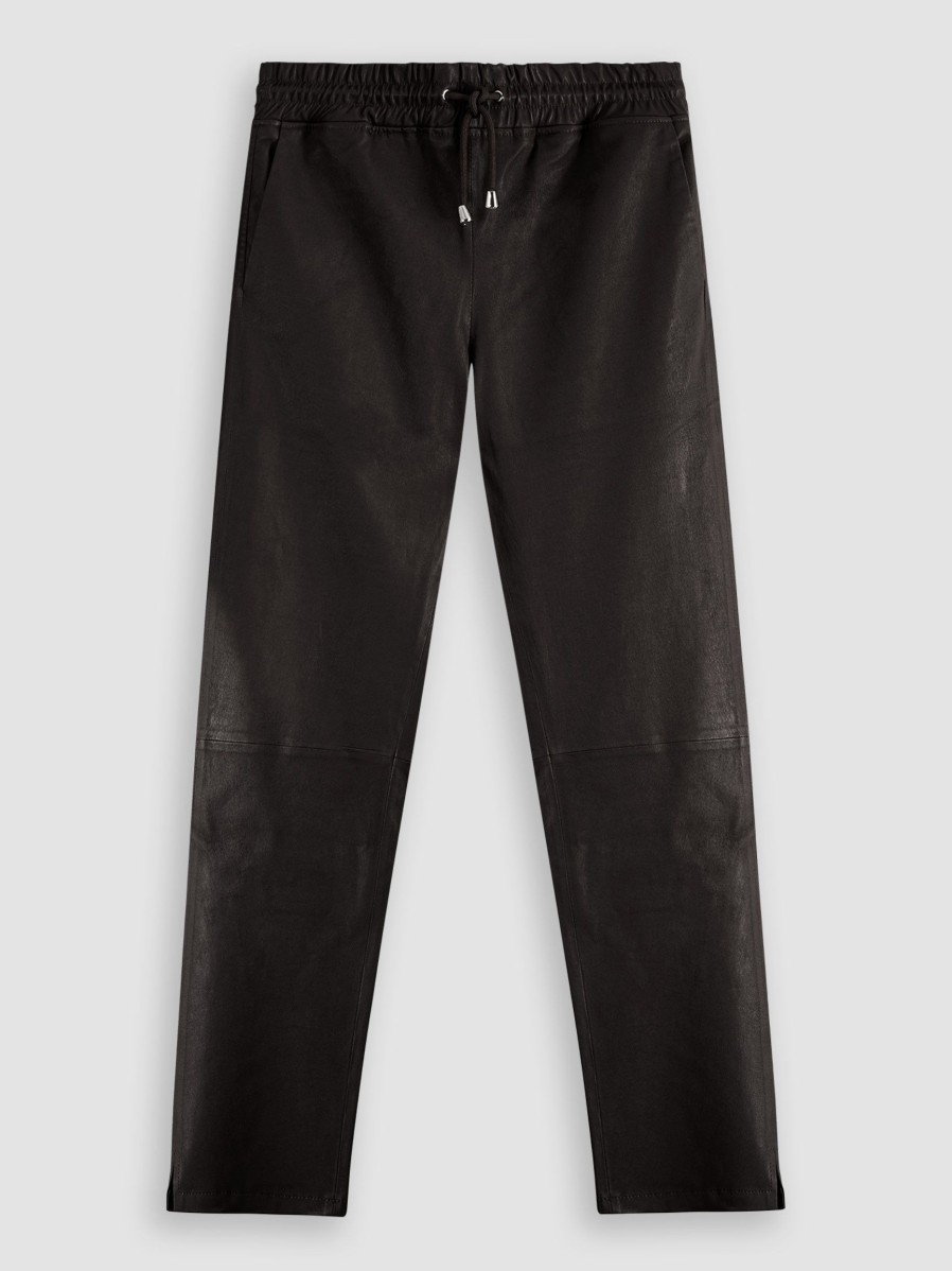 Women Studio AR Pants And Jumpsuits | Naomi, Leather Relaxed Fit Trousers Black