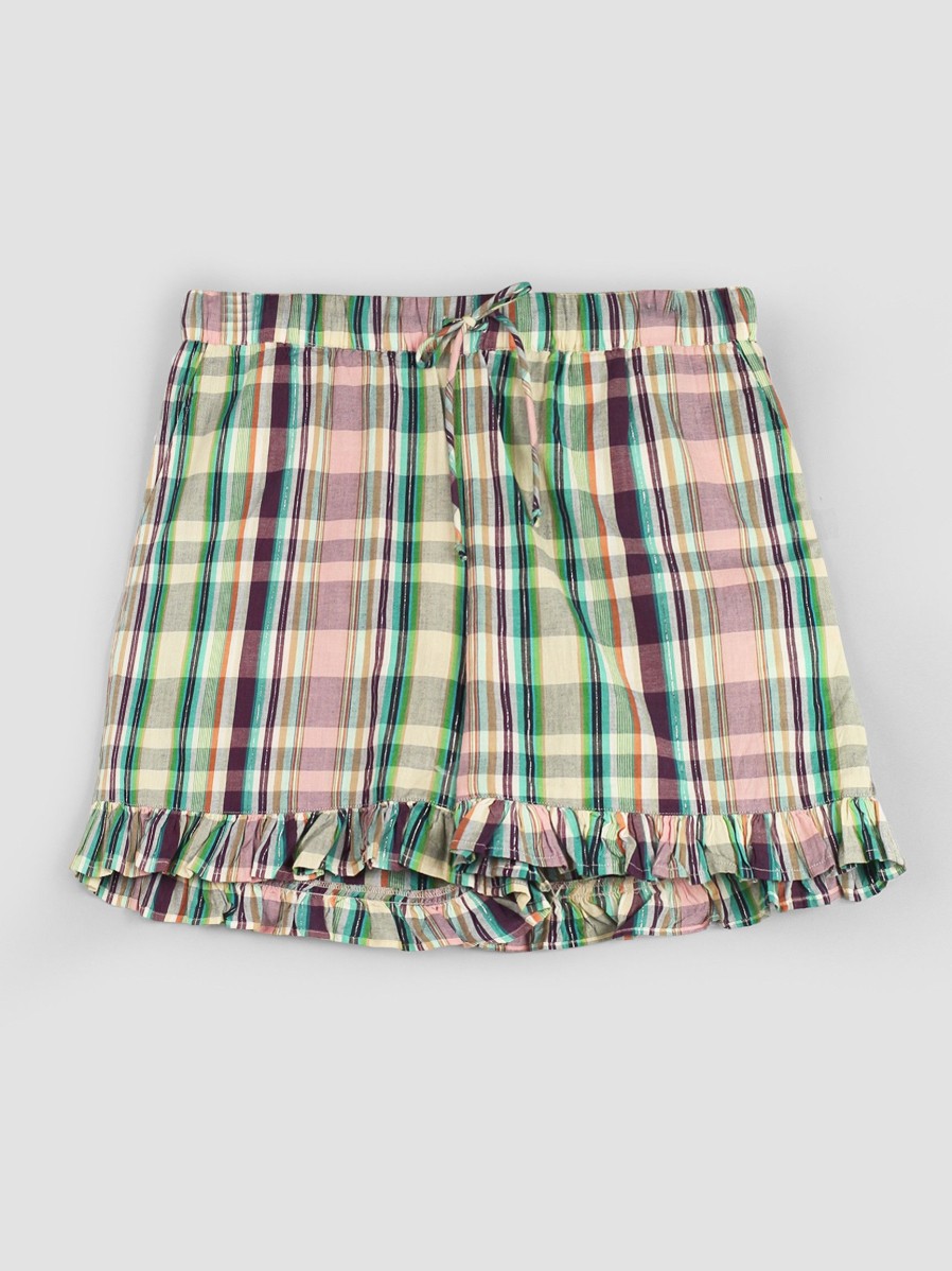 Women Lollys Laundry Pants And Jumpsuits | Ida, Cotton Mix Short With Checkered Pattern Green