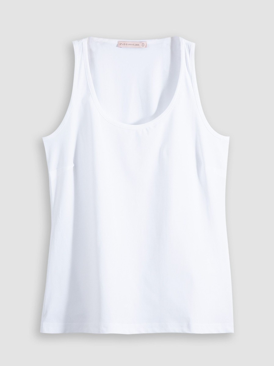 Women Studio Anneloes Tops And Blouses | Nova, Medium Travel Jersey Tanktop White