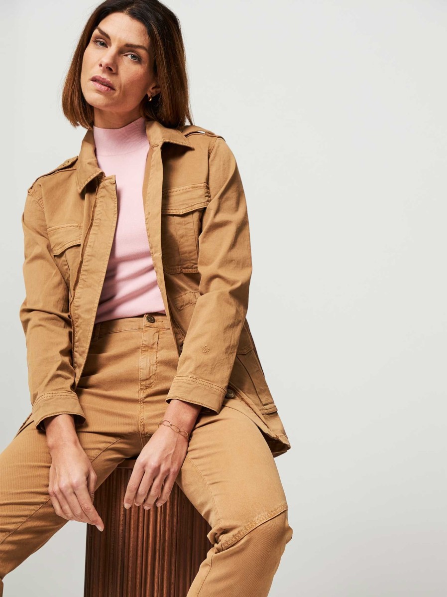 Women Summum Blazers And Jackets | Cotton Utility Jacket Camel