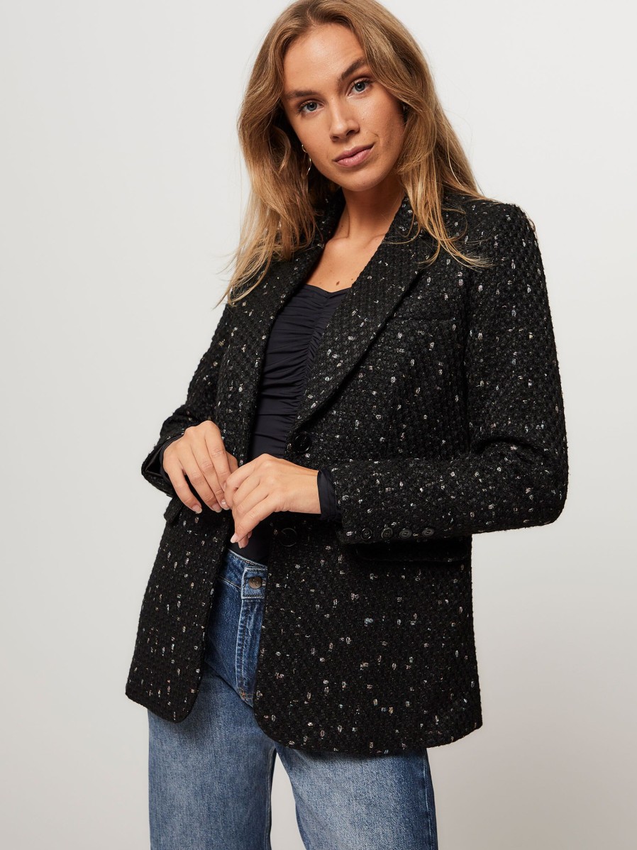 Women Co'Couture Blazers And Jackets | Mitzi, Woven Boucle Blazer With Pattern Black