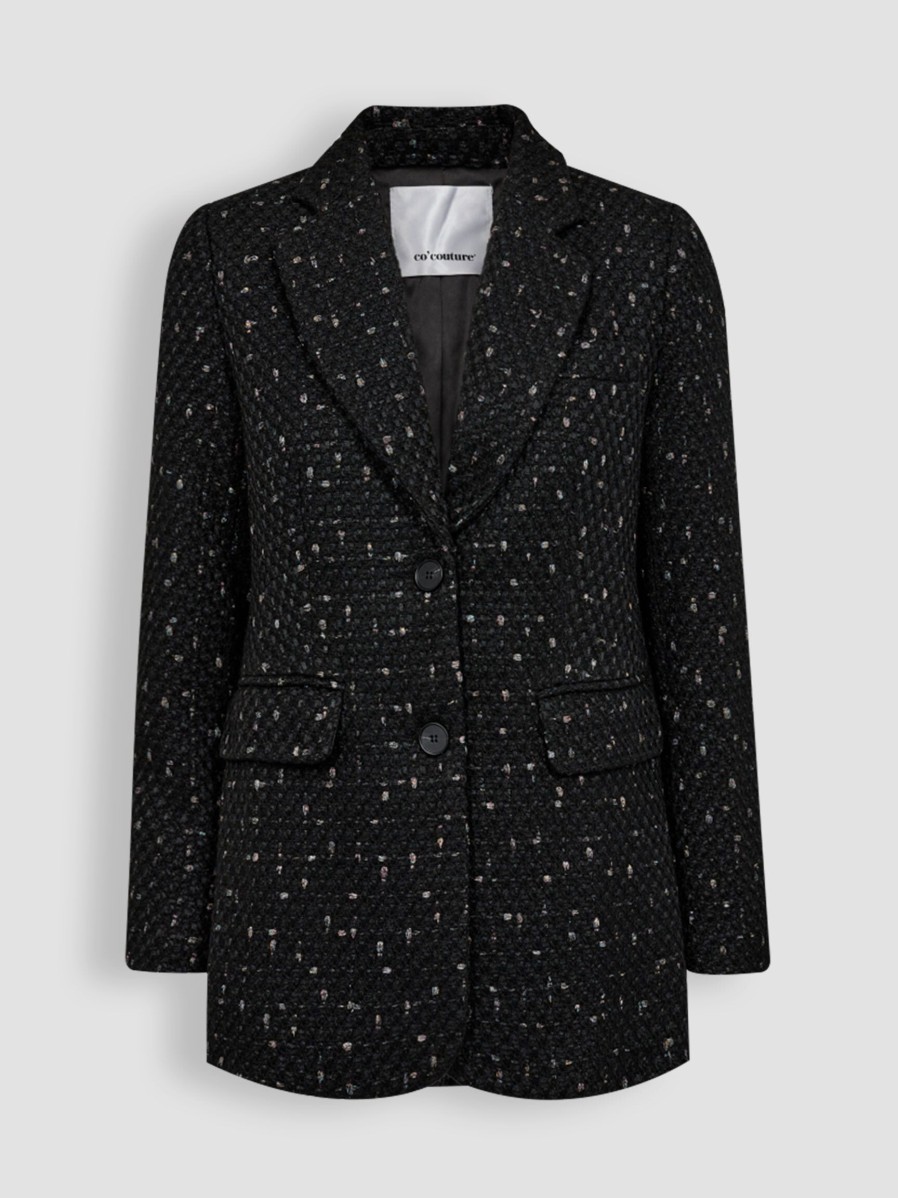 Women Co'Couture Blazers And Jackets | Mitzi, Woven Boucle Blazer With Pattern Black