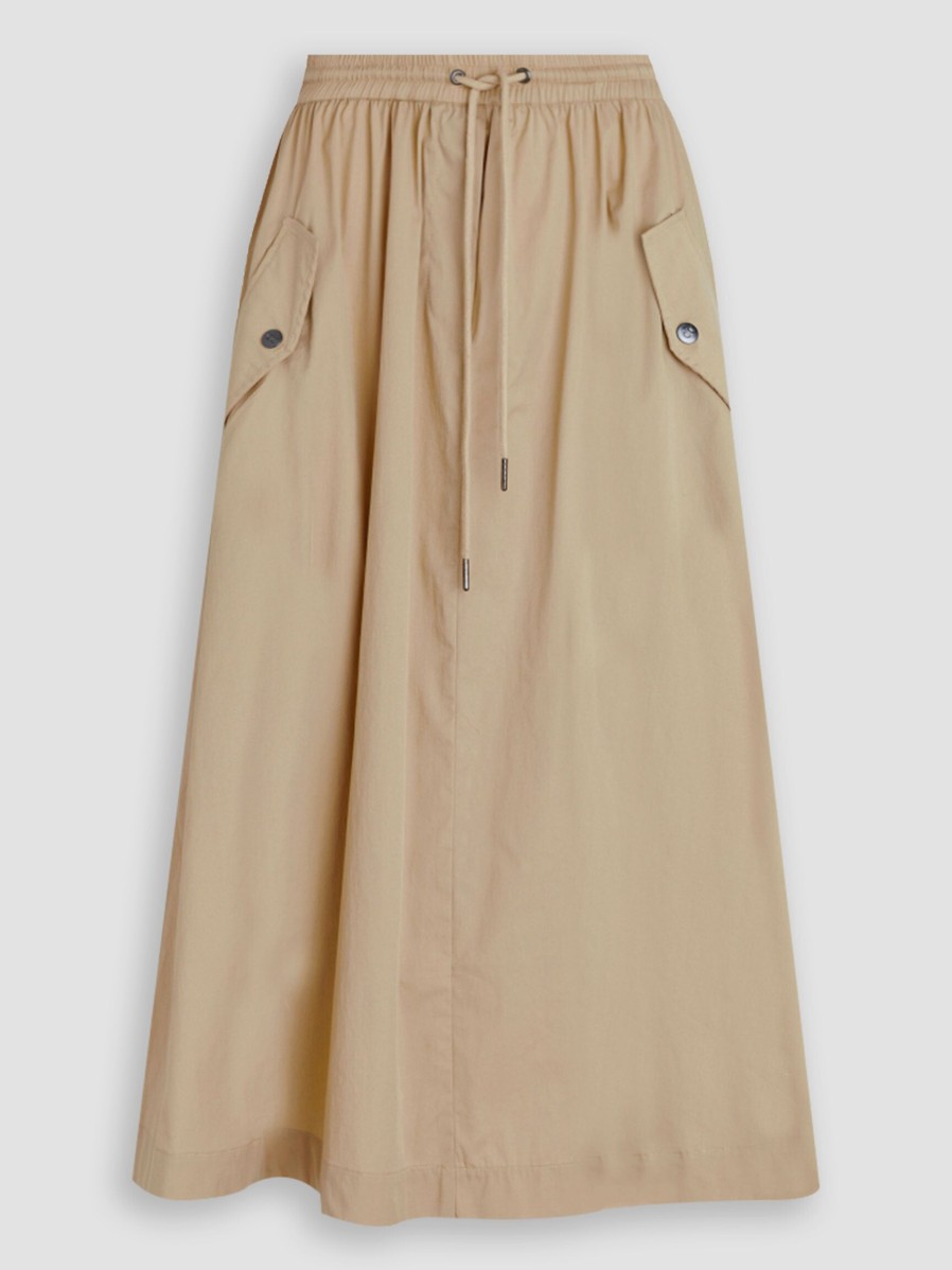 Women Co'Couture Skirts | Crisp, Cotton A-Line Skirt Khaki