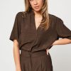 Women Modstrom Tops And Blouses | Fallow, Viscose Top With Pattern Dark Brown