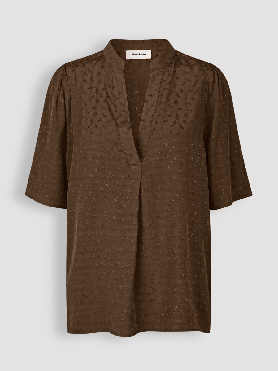 Women Modstrom Tops And Blouses | Fallow, Viscose Top With Pattern Dark Brown