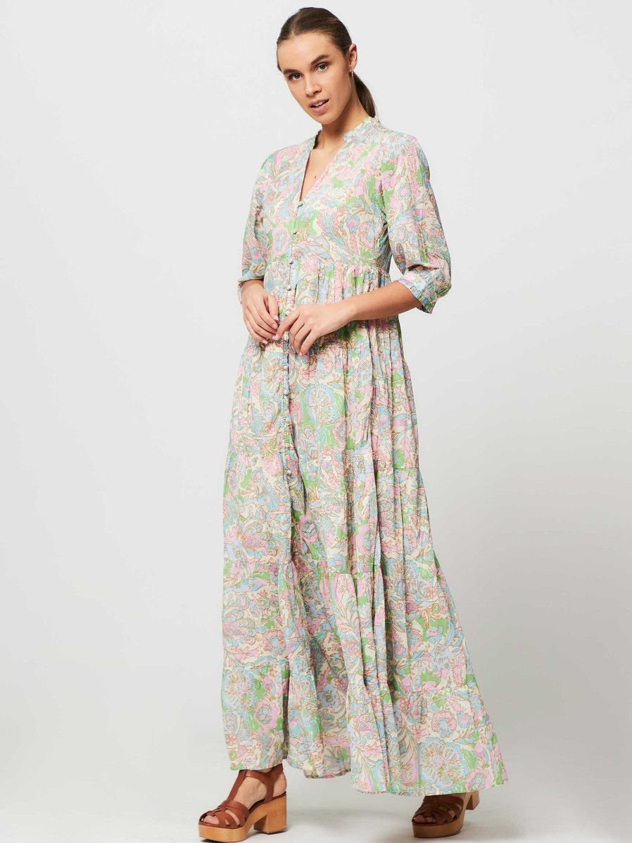 Women Fabienne Chapot Dresses And Tunics | Cala, Organic Cotton Maxi Dress With Print Pink