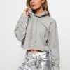 Women Ganni Sweaters And Cardigans | Organic Cotton Melange Logo Hoodie Grey