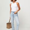 Women Samsoe Samsoe Jeans | Marianne, Mid Waist Straight Fit Cropped Jeans Light Blue