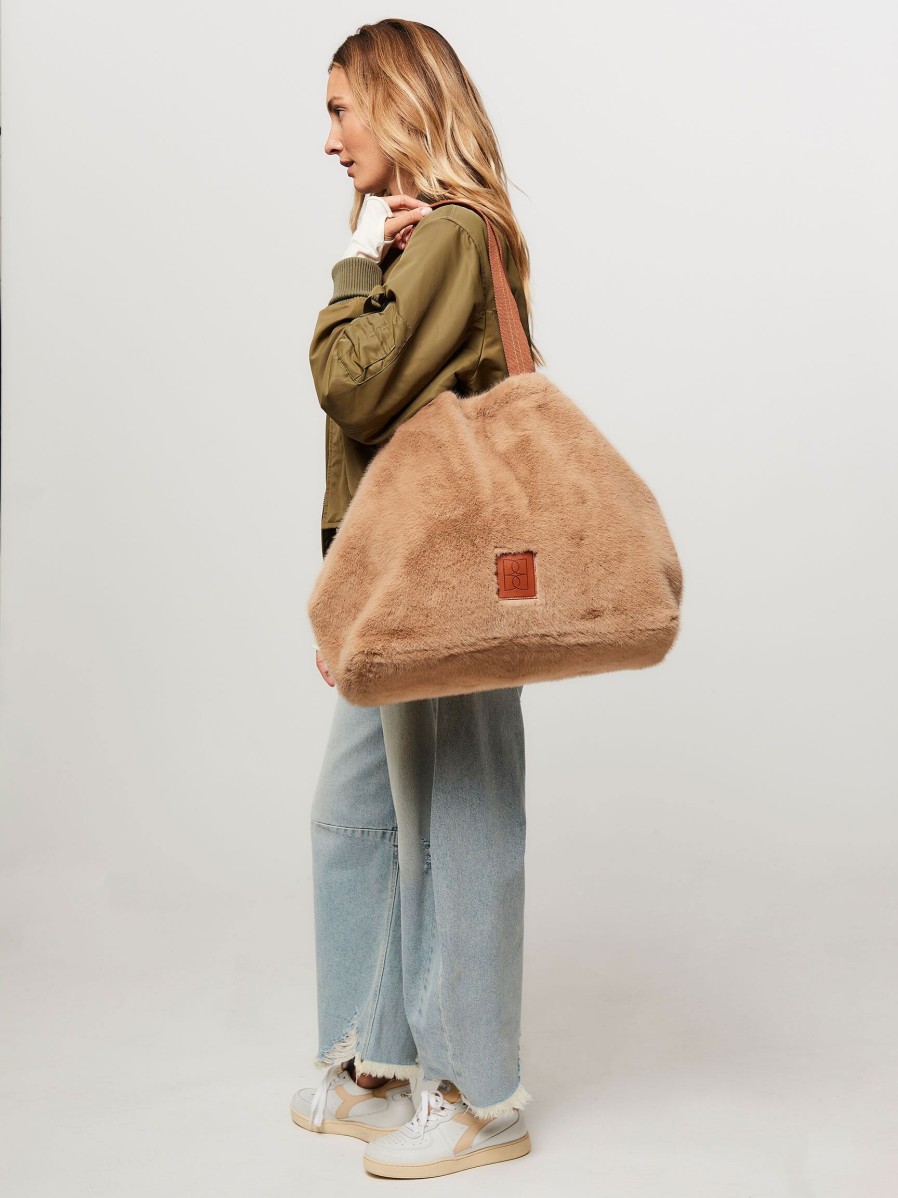 Women Bellerose Bags | Hommie, Woven Fake Fur Shopper Brown